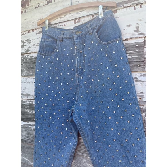 Vintage 1980s MOM Jeans Front Full Rhinestone Front - Picture 10 of 16